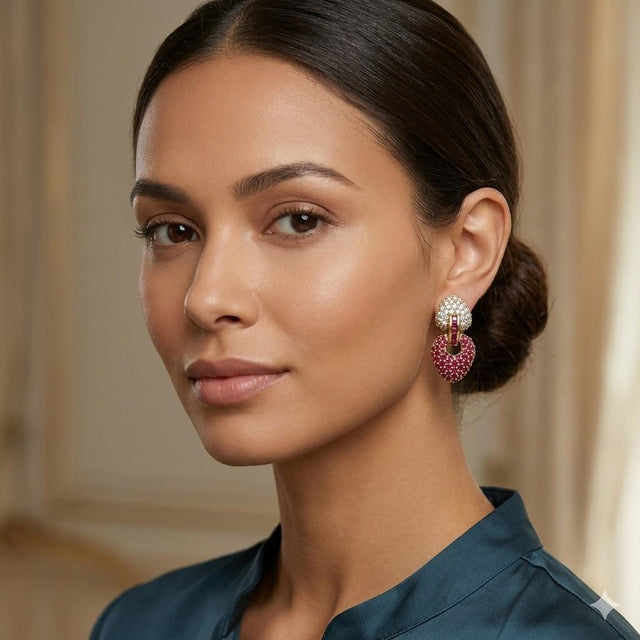 18k Fine Ruby & Diamond Earrings
