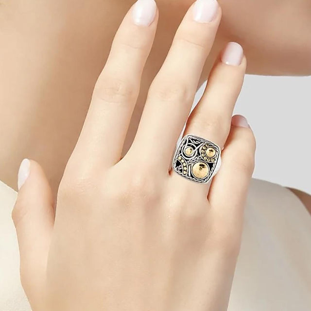 John Hardy Sterling Silver & 18k Palu Dot Ring