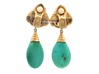 18k Turquoise, ruby, Onyx & Diamond Earrings