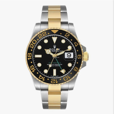 18k Gold & Stainless Steel Rolex GMT-Master II 40mm Black Dial