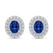 Platinum Earrings with Oval Blue Sapphires and White Diamonds