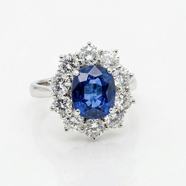 18k White Gold Blue Sapphire Ring
