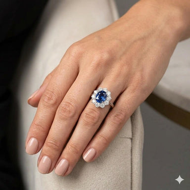 18k White Gold Blue Sapphire Ring