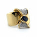 18k Yellow Gold Blue Sapphire and Diamond Ring