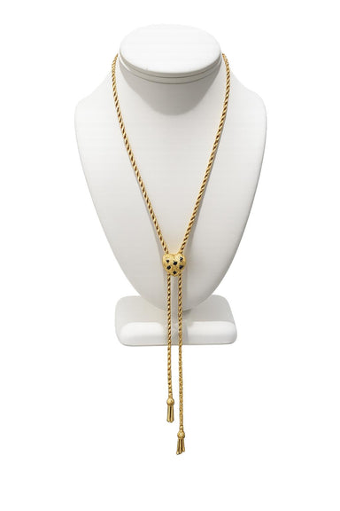 14k Sliding Heart Adjustable Rope Necklace 30"