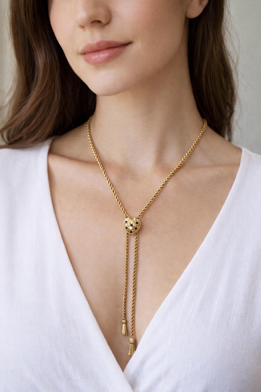 Sliding Heart Adjustable Rope Necklace
