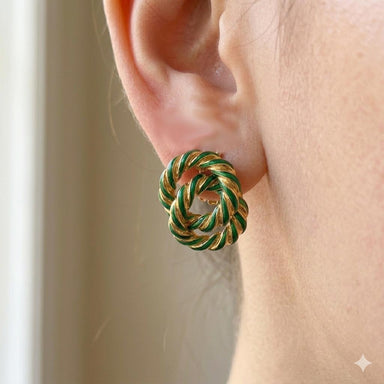 18k Yellow Gold Enamel Knot Earrings