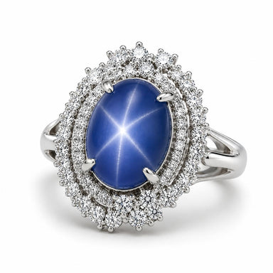 Platinum Ring with 9.11ct Blue Star Sapphire