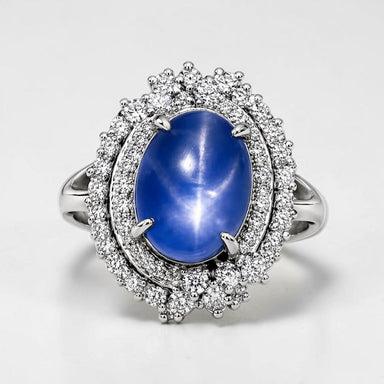 Platinum Ring with 9.11ct Blue Star Sapphire