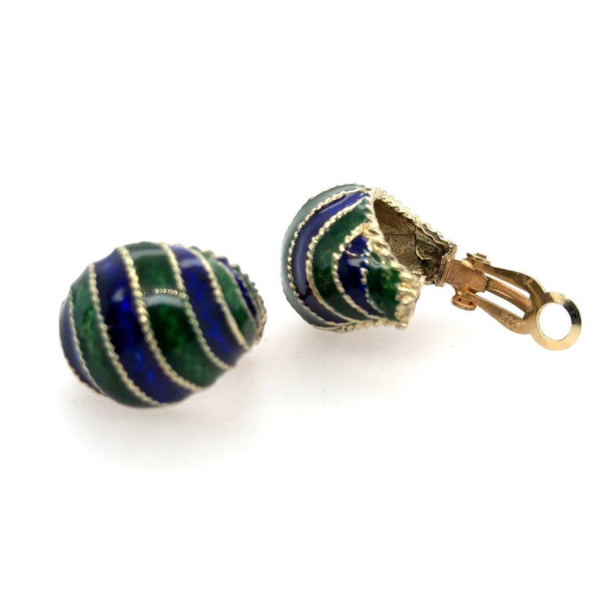 Blue & Green Enamel Earrings