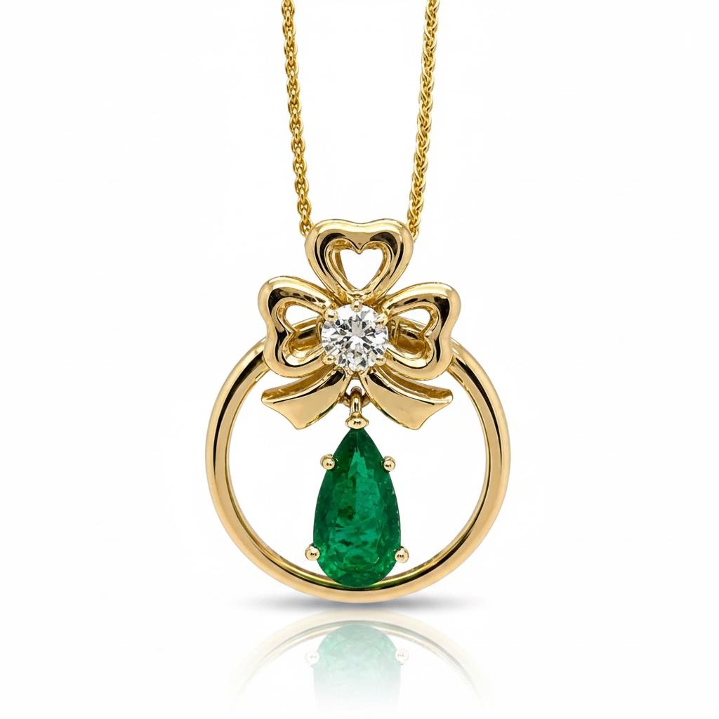 Keith Davis Emerald & Diamond Pendant Ring