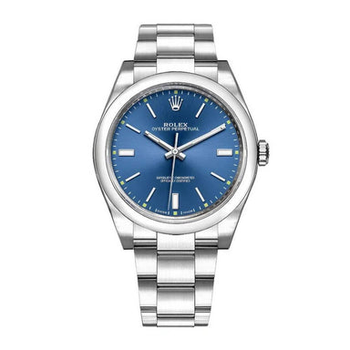 Rolex Oyster Perpetual 39mm Blue Dial Watch Model 114300
