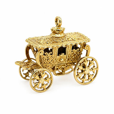 14k Yellow Gold Carriage Charm 9.48g Intricate Design