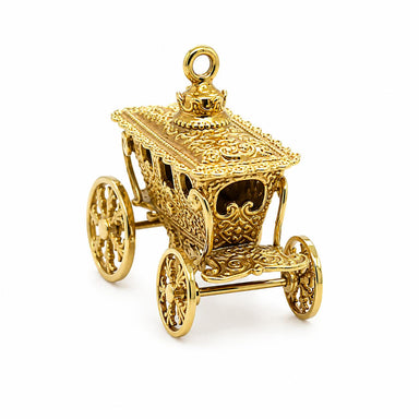 14k Yellow Gold Carriage Charm 9.48g Intricate Design