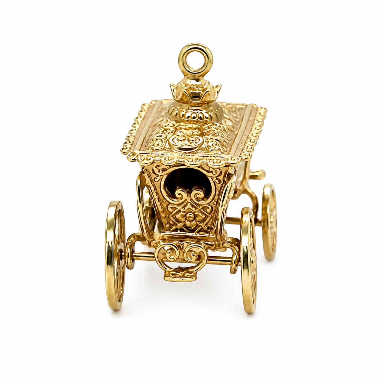 14k Yellow Gold Carriage Charm 9.48g Intricate Design