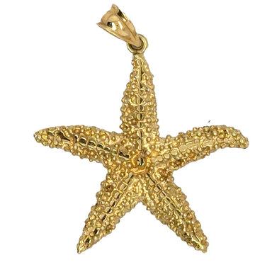 14k Yellow Gold Textured Starfish Pendant