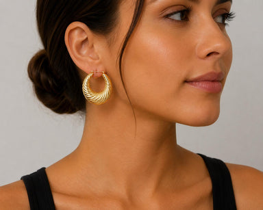 14k Yellow Gold Twisted Hoop Earrings