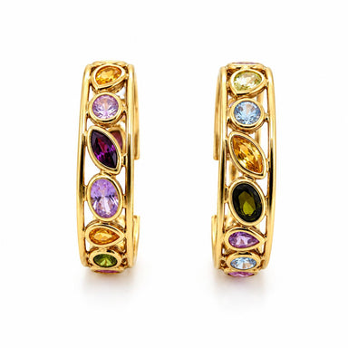 Italian Gemstone Hoop Earrings