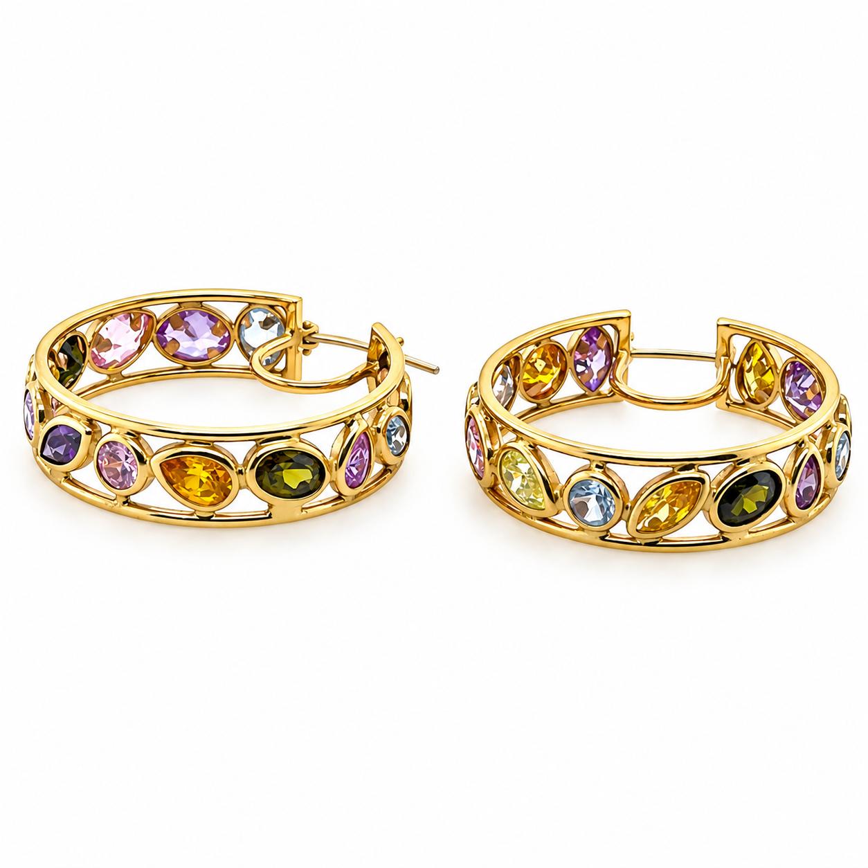 Italian Gemstone Hoop Earrings
