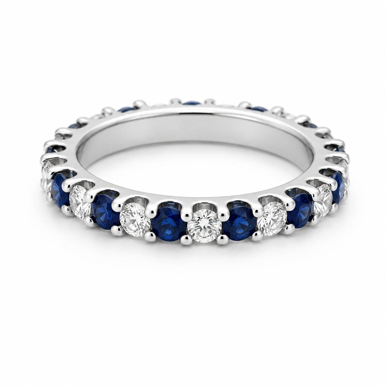 14k White Gold Ring Sapphires Eternity Band