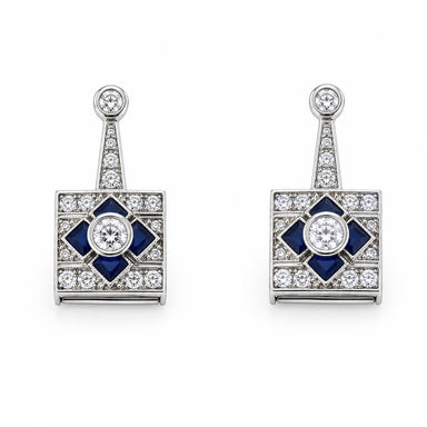 18k White Gold Diamond Sapphire Earrings