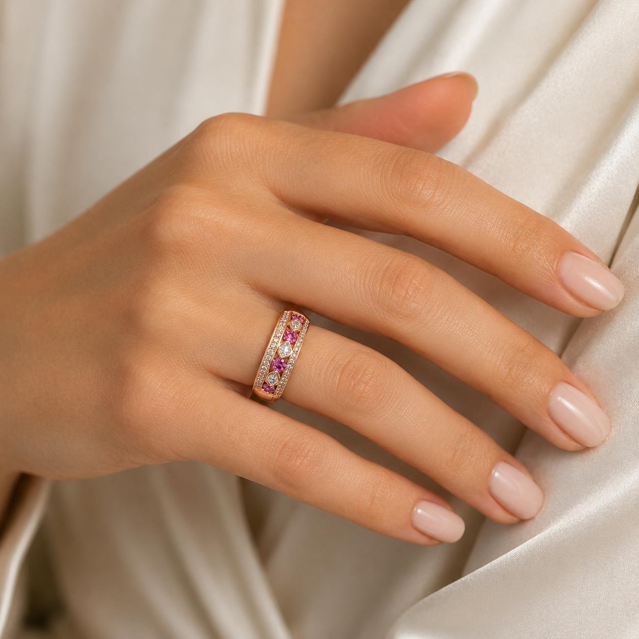 18k Rose Gold Ring with Pink Sapphires