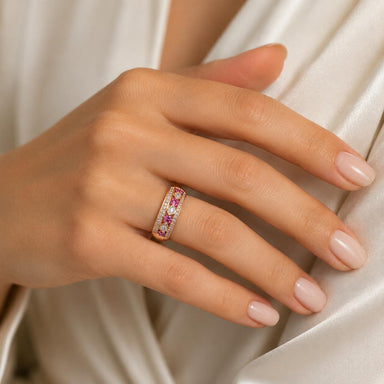 18k Rose Gold Ring with Pink Sapphires