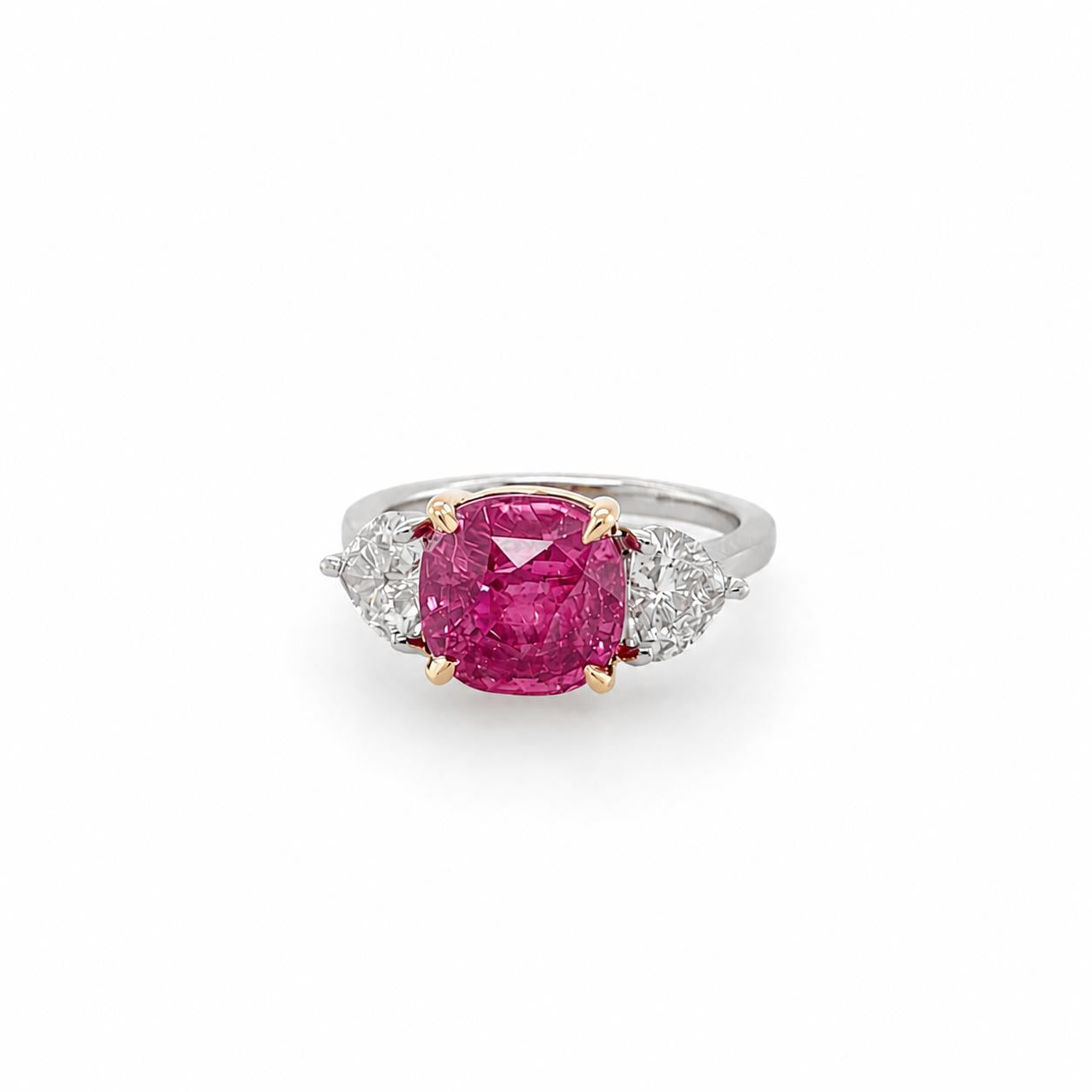 Platinum & 18k Rose Gold Pink Sapphire Ring