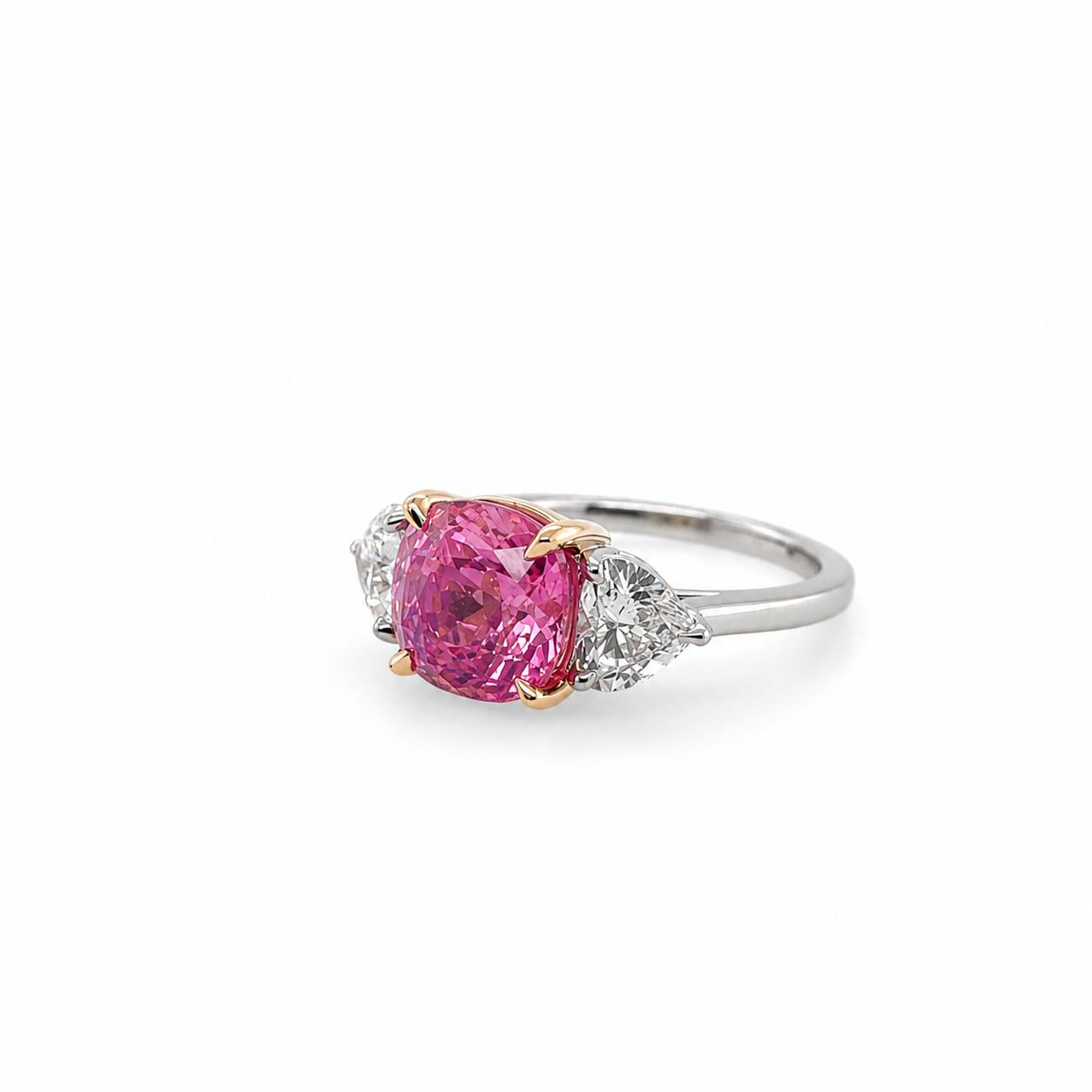 Platinum & 18k Rose Gold Pink Sapphire Ring