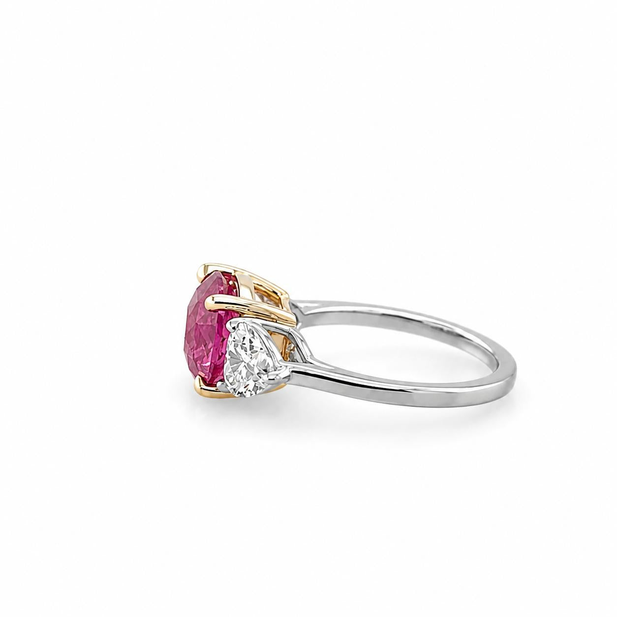 Platinum & 18k Rose Gold Pink Sapphire Ring