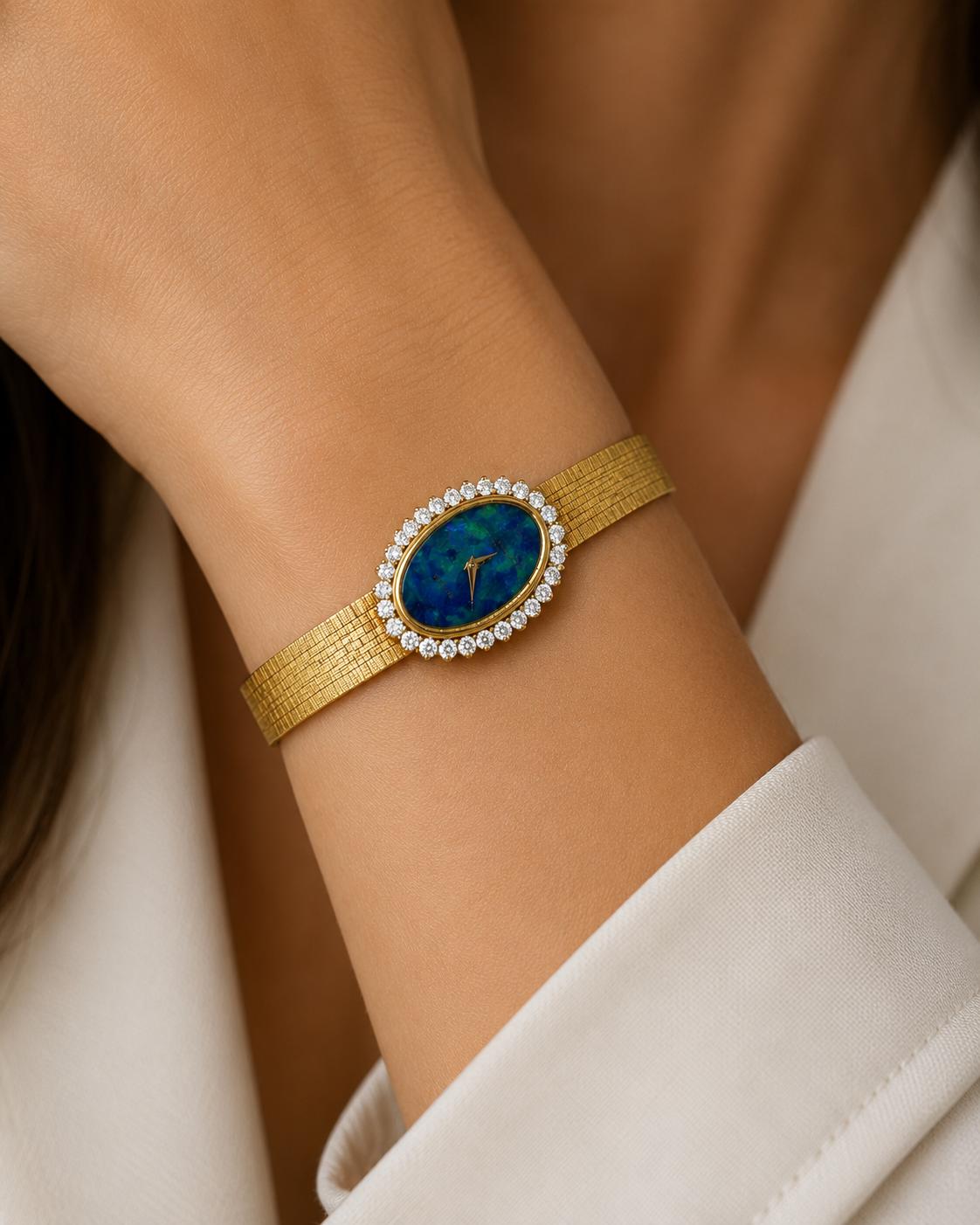 Chopard Geneva 18k Watch with Diamond Bezel and Opal Dial