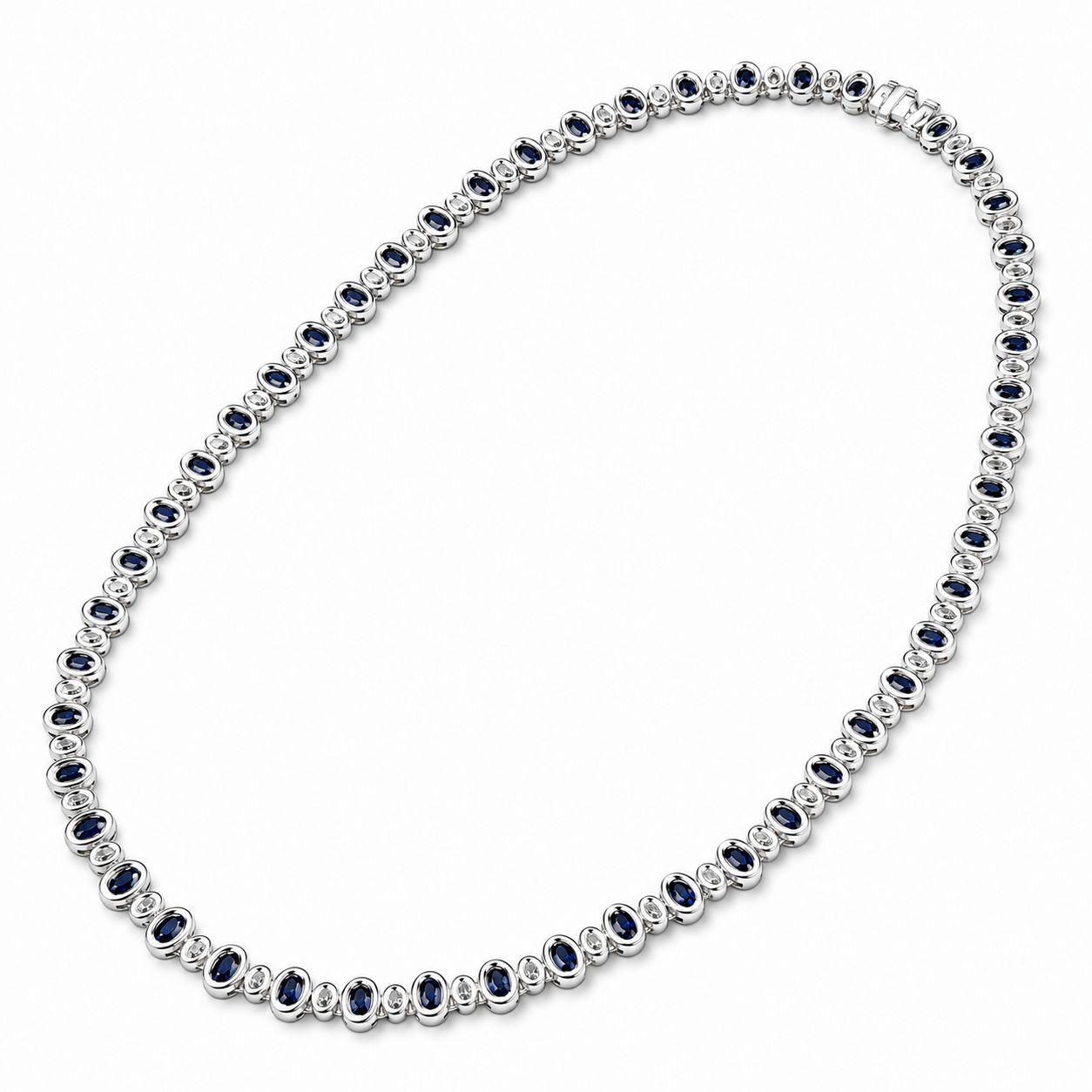 18k White Gold Sapphire and Diamond Necklace