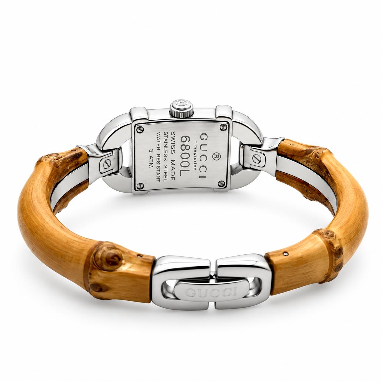 Gucci 6800L Stainless Steel Watch With Bamboo Bracelet