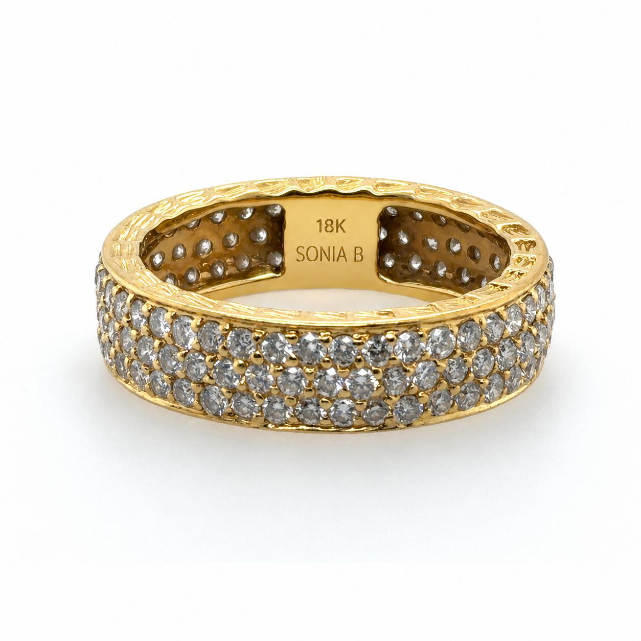 Sonia B 18k Three Row Diamond Eternity Band