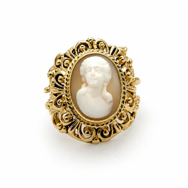 14k Yellow Gold Italian Cameo Ring, Early 20th Century