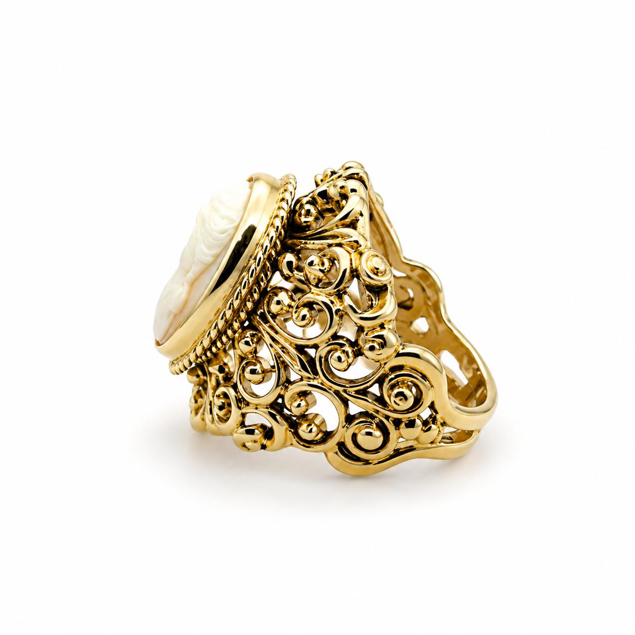 14k Yellow Gold Italian Cameo Ring, Early 20th Century