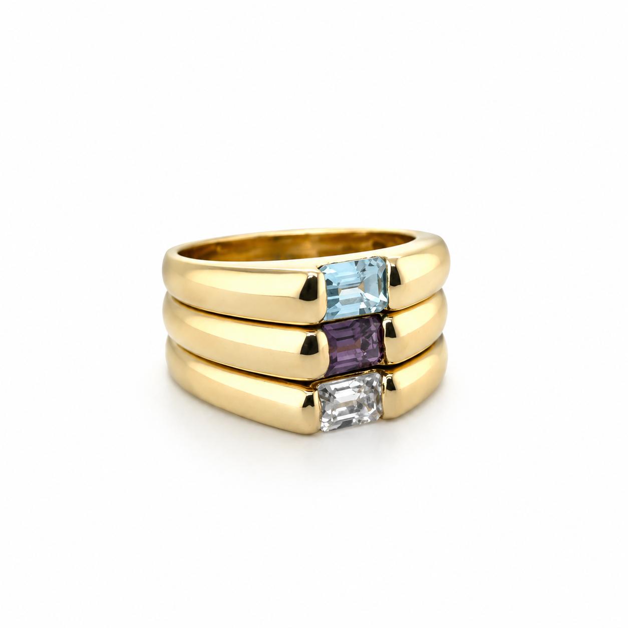 14k Yellow Gold Three Ring Set