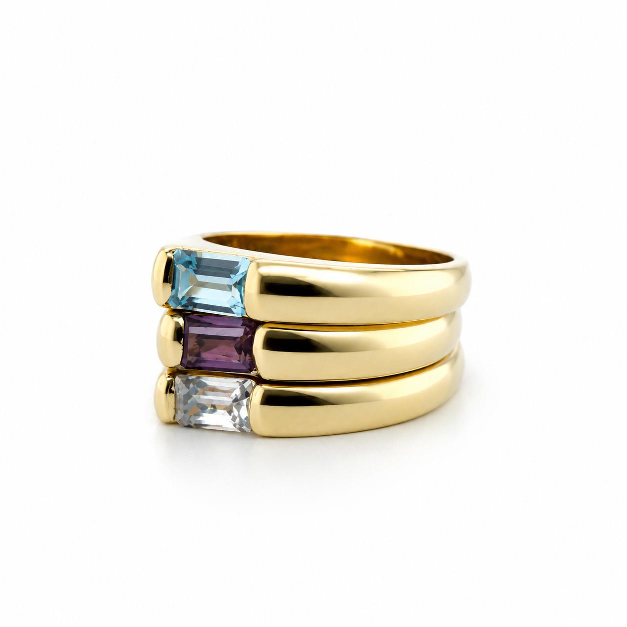 14k Yellow Gold Three Ring Set