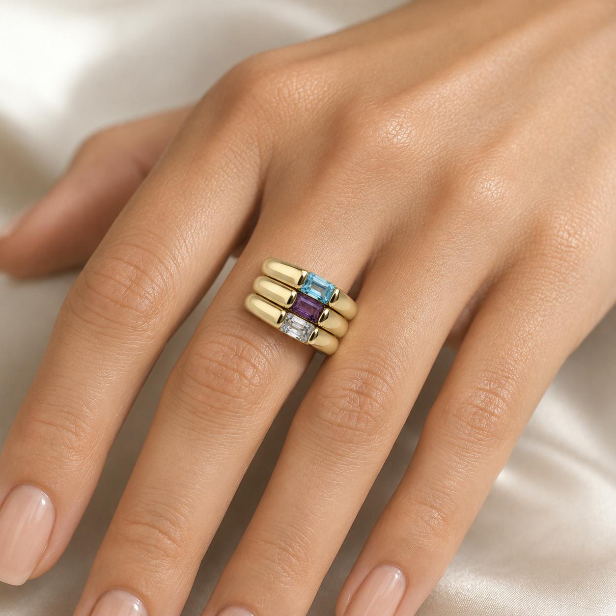 14k Yellow Gold Three Ring Set