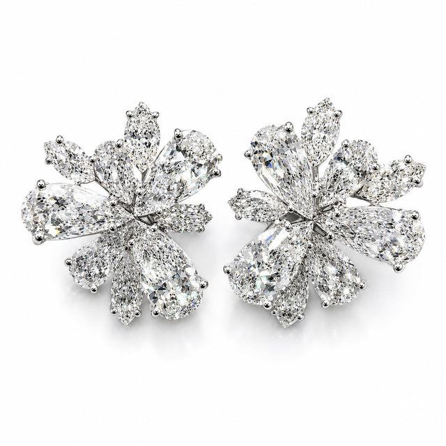 Platinum Diamond Cluster Earrings