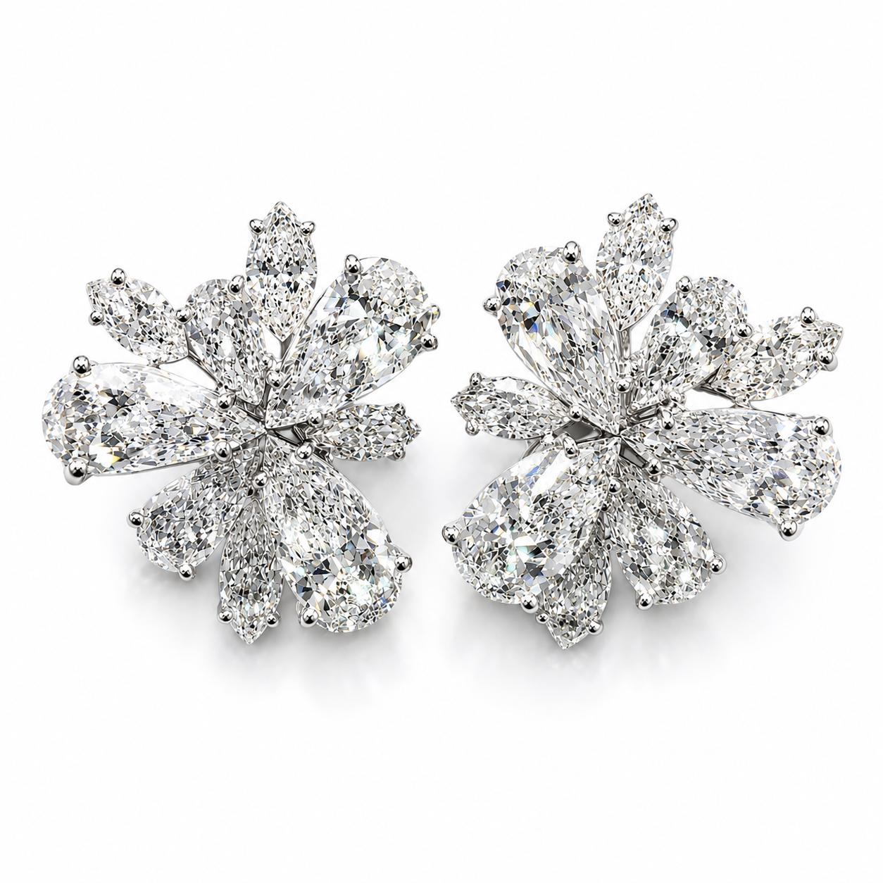 Platinum Diamond Cluster Earrings