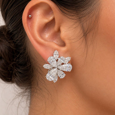 Platinum Diamond Cluster Earrings