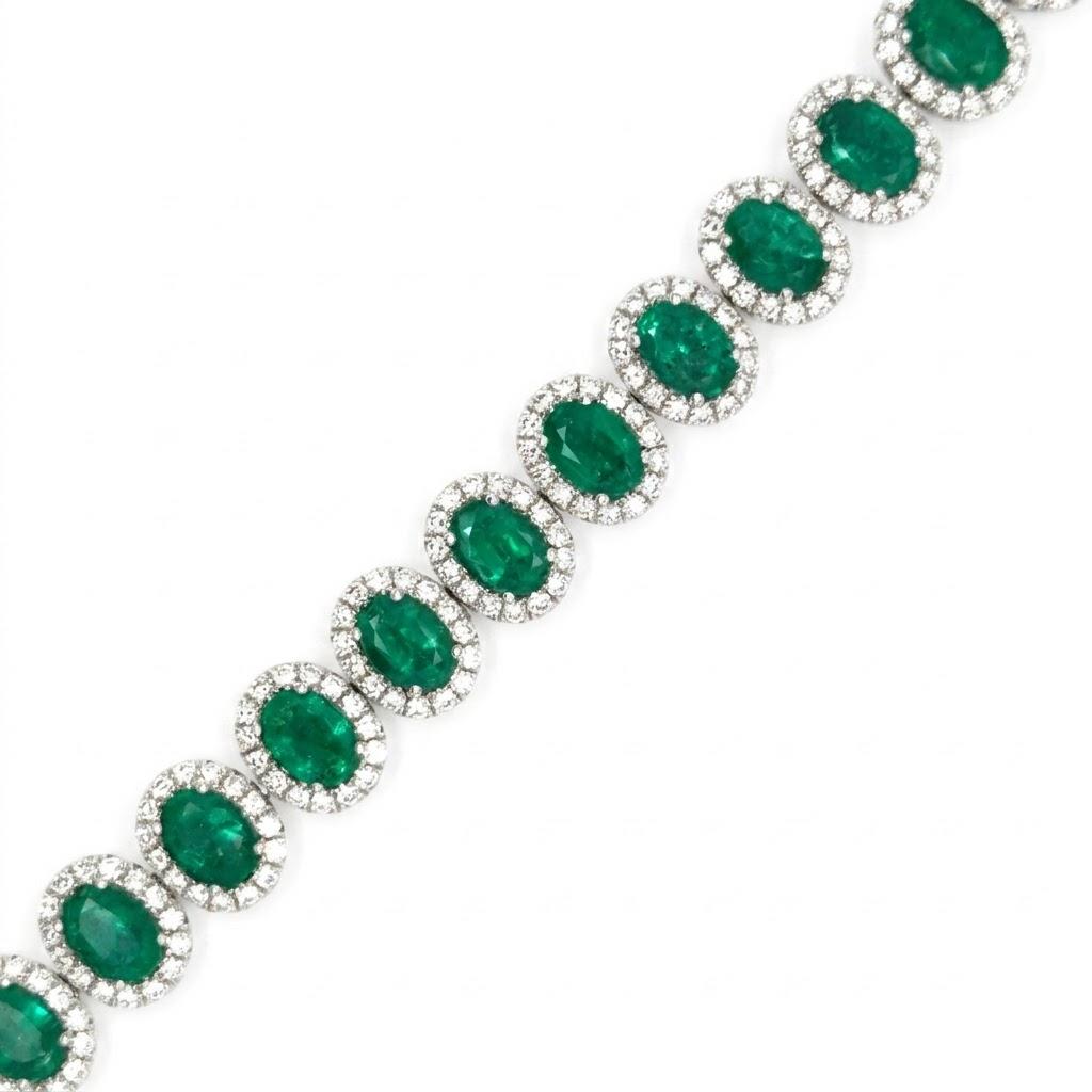 18k White Gold Emerald & Diamond Bracelet