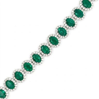 18k White Gold Emerald & Diamond Bracelet
