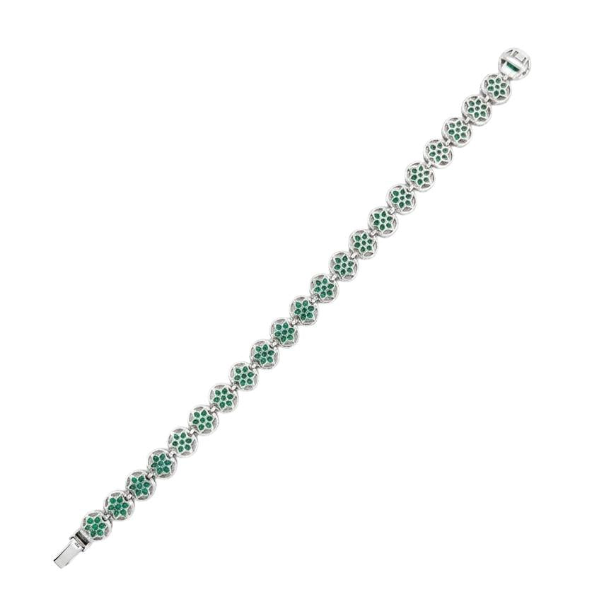 18k White Gold Emerald & Diamond Bracelet