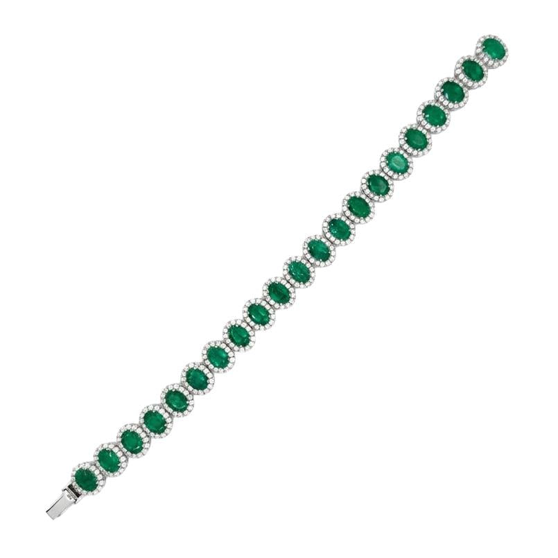 18k White Gold Emerald & Diamond Bracelet