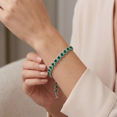 18k White Gold Emerald & Diamond Bracelet