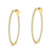 14k Yellow Gold Oval Hoop Diamond Earrings