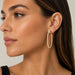 14k Yellow Gold Oval Hoop Diamond Earrings