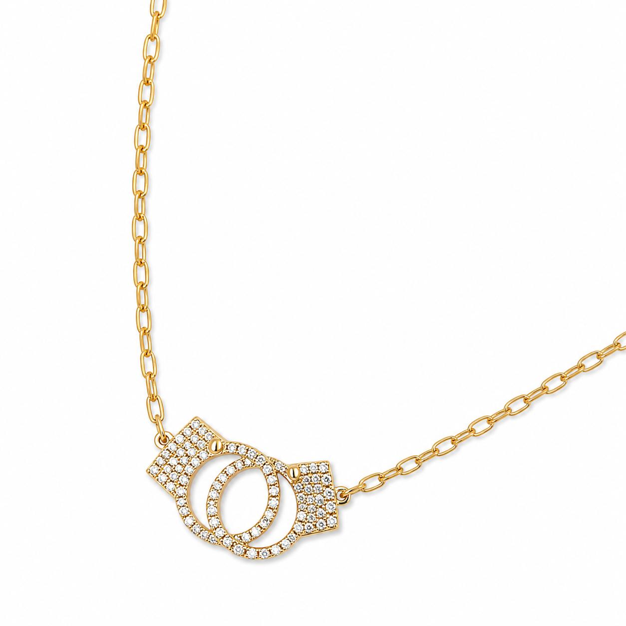 14k Yellow Gold Diamond Handcuff Necklace